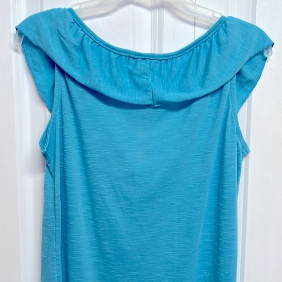 French Laundry Blue Ruffle Flutter Sleeve Top Size S NWT - Picture 6 of 7